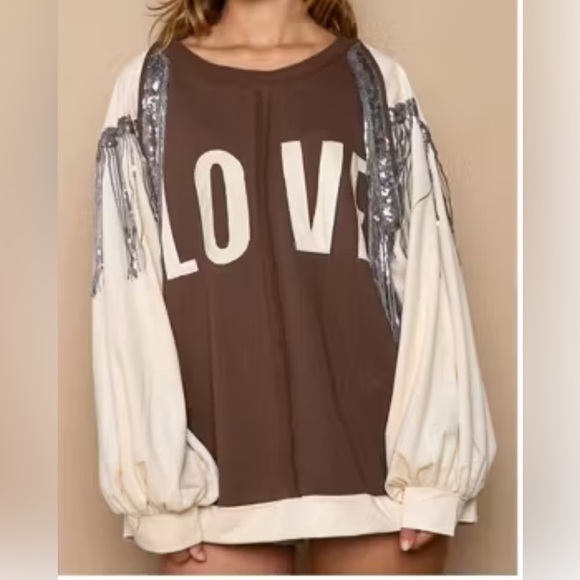 POL endless love fringe Sweatshirt size Small - Picture 1 of 5